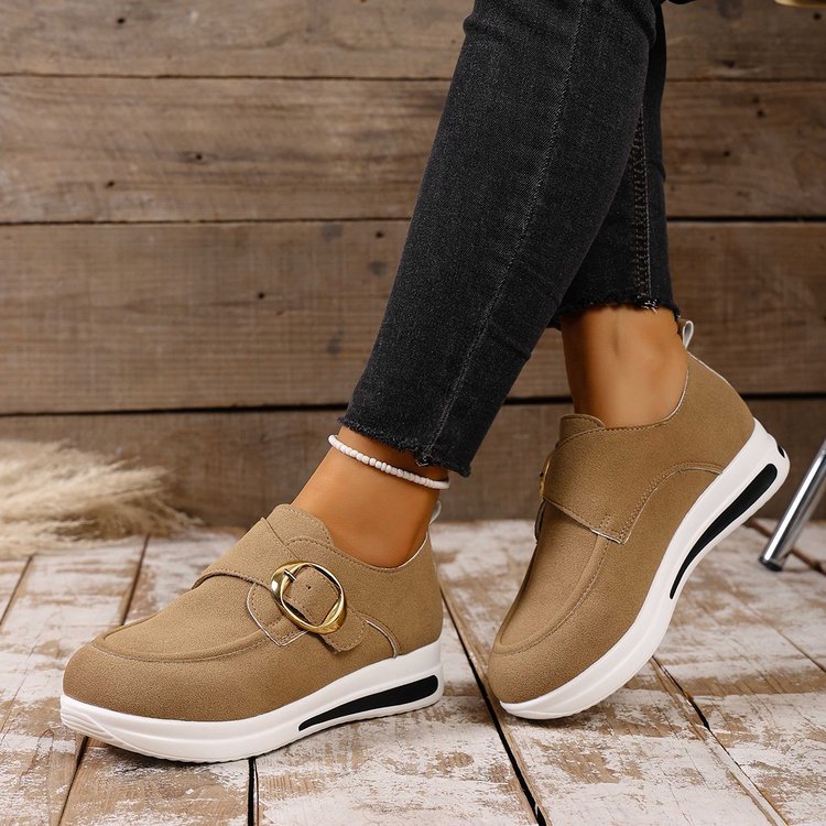 Solid-color Front-laced Casual Slip-on Womens Shoes