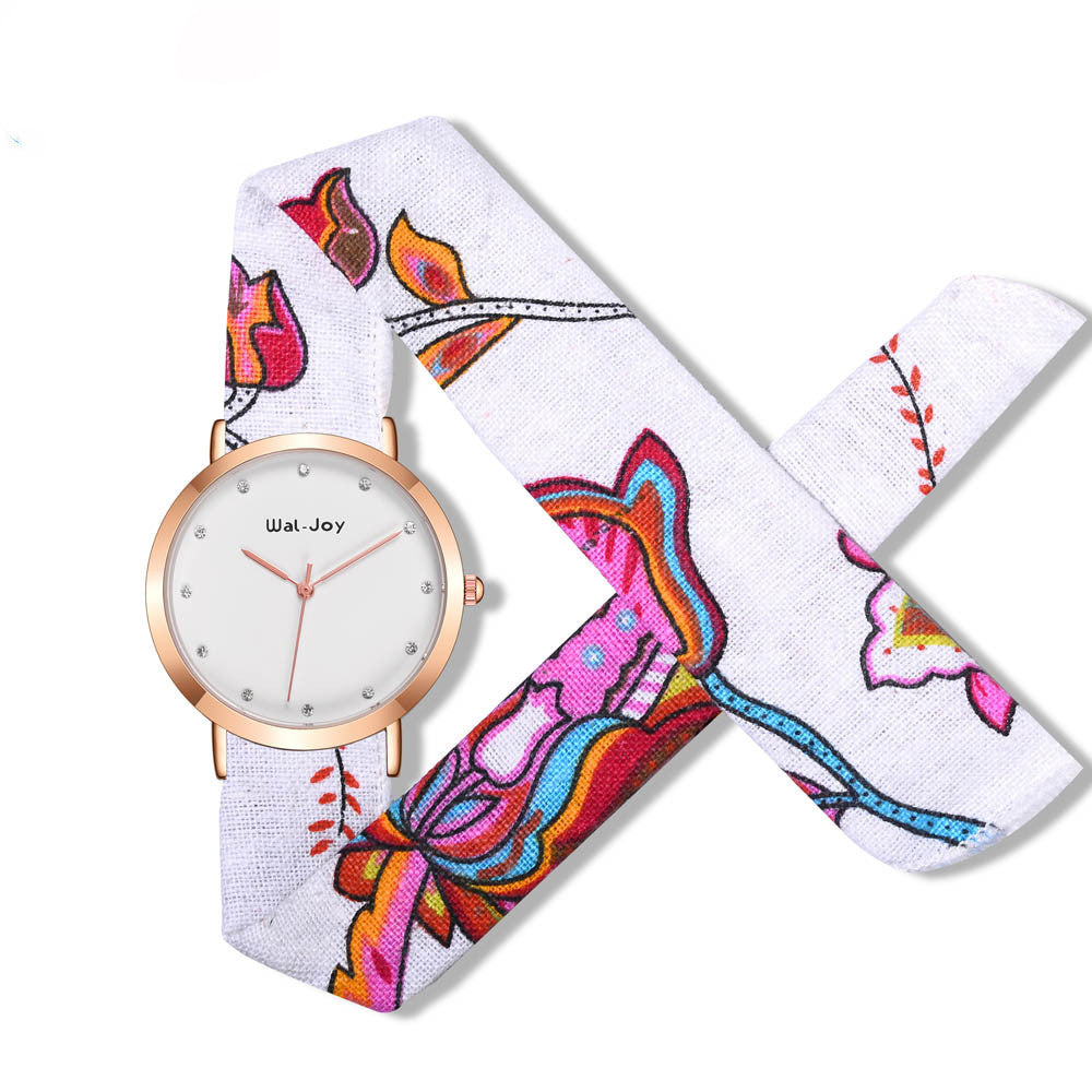 Creative Watch Printed Cloth Belt Waterproof