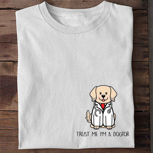 Doctor Dog Print T-Shirt Team Uniform European And American Fabrics