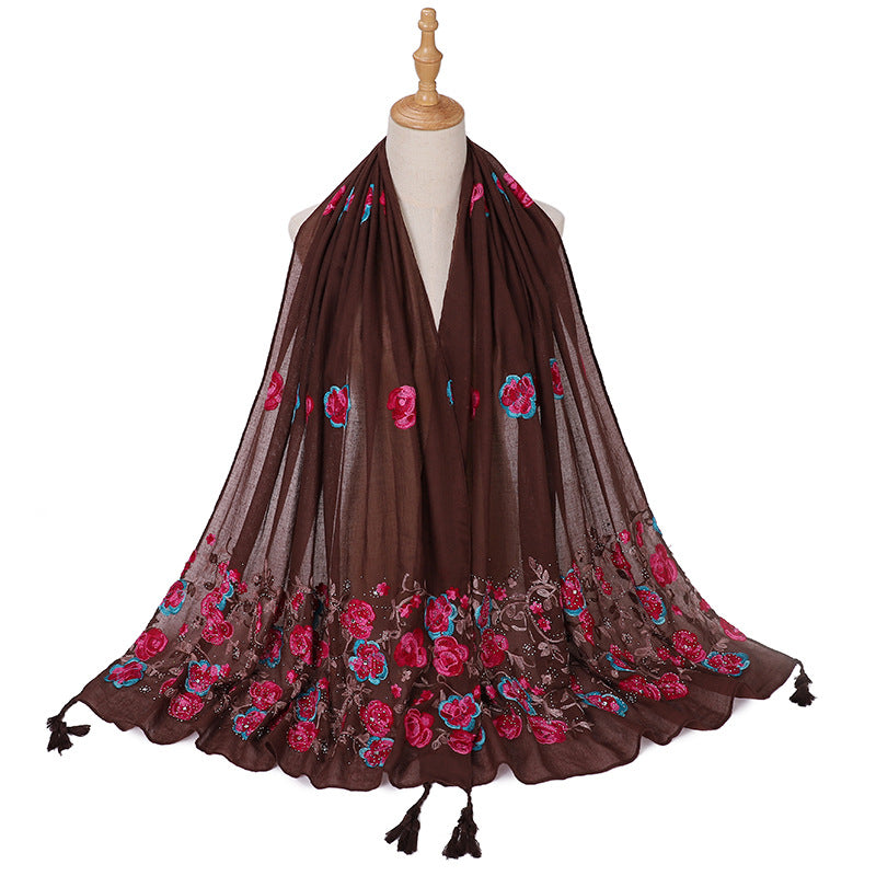 Ladies Travel Often Shawl Embroidery