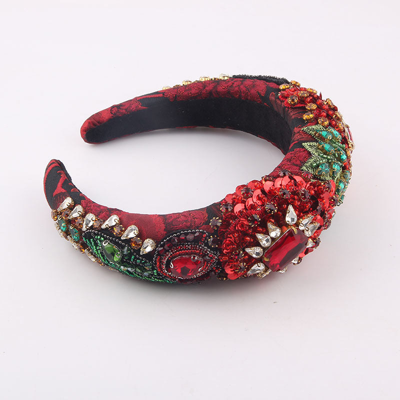 Fashion Sponge Diamond Leaf Exaggerated Headband