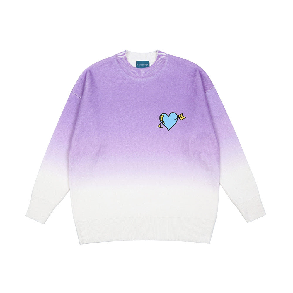 Love Print Gradient Sweater Men