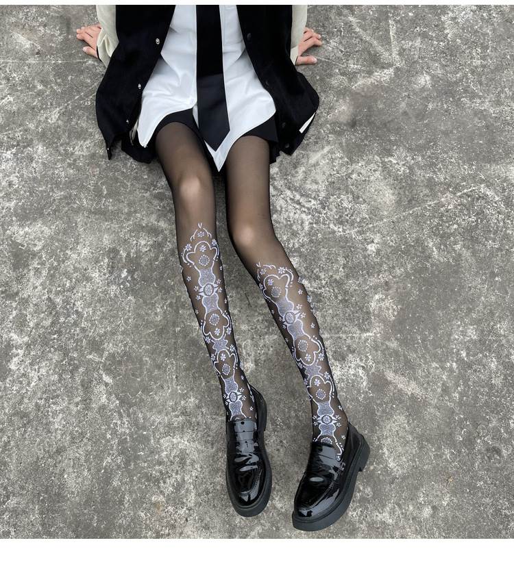 Elegant Hollow Out Flower Pantyhose   15D