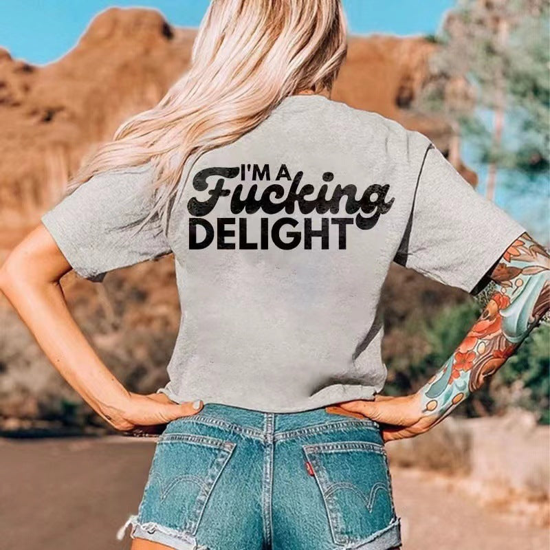 Spring And Summer Letter Print Short-sleeve Trendy Fashion Women's Wear T-shirt Casual