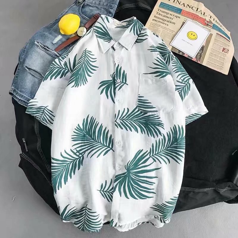 Summer Retro Short Sleeve Beach Vacation Shirt