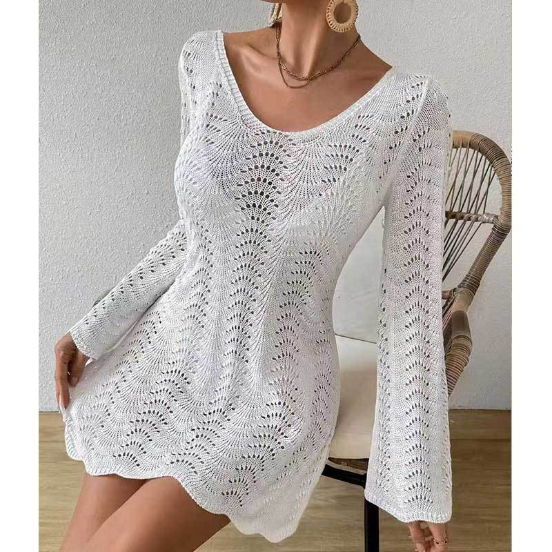 Womens Stylish SexyOpenwork Knit Long-sleeve Top