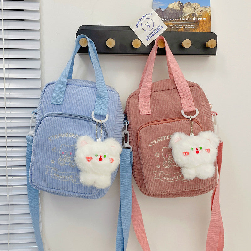 Soft Girl Cute Corduroy Hand Shoulder Bag