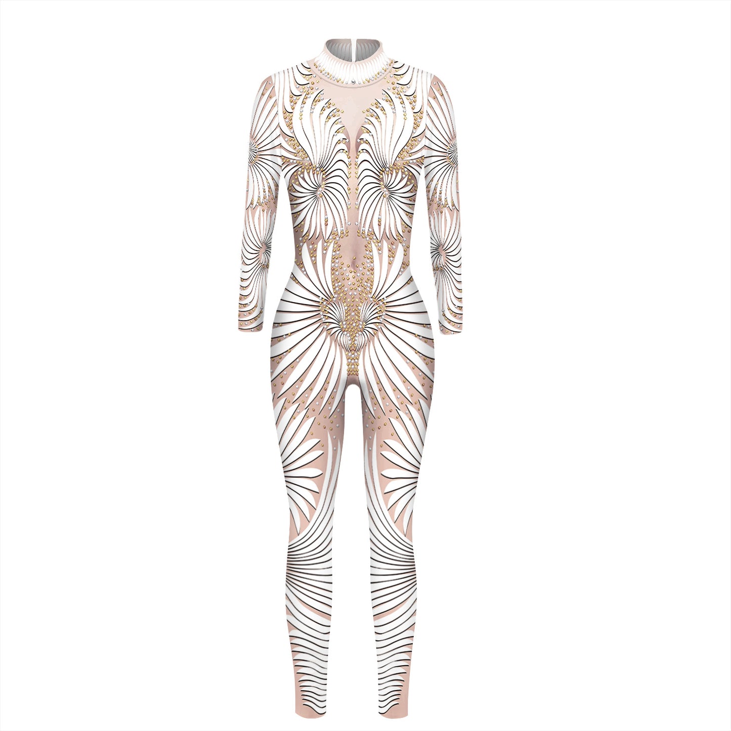 Machine Armor 3D Digital Printing Slim Slimming Jumpsuit For Women