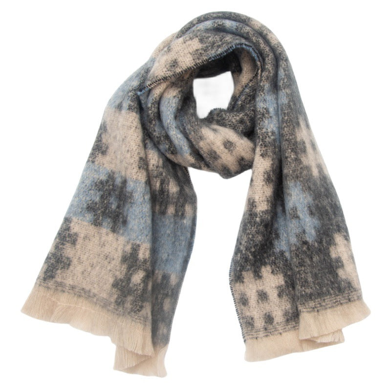 European And American-style Yarn Pattern Jacquard Scarf