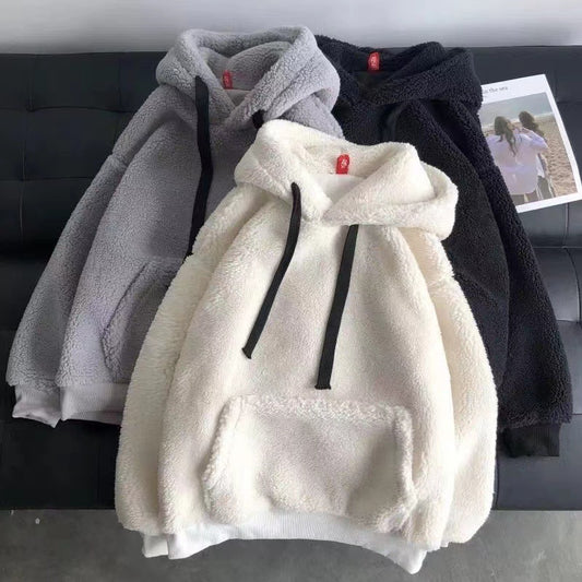 Lammeuld Sweatshirt Vinter Dame Fleeceforet Tyk Hætte