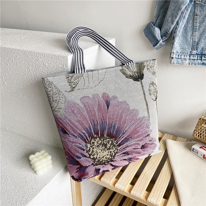 Shopping Bag Cartoon Embroidered Large Shoulder  For Women