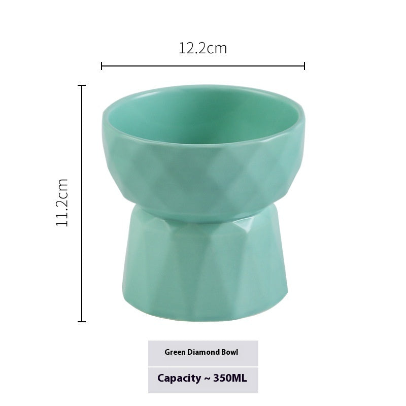 Ceramic High Foot Cervical Protection Pet Bowl