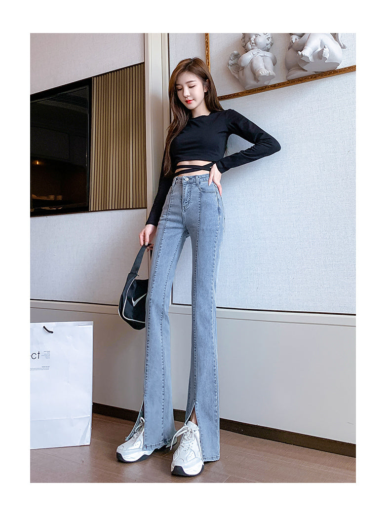 Micro Flared Jeans Women's High-waisted Thin Split Wide-leg Women's Pants