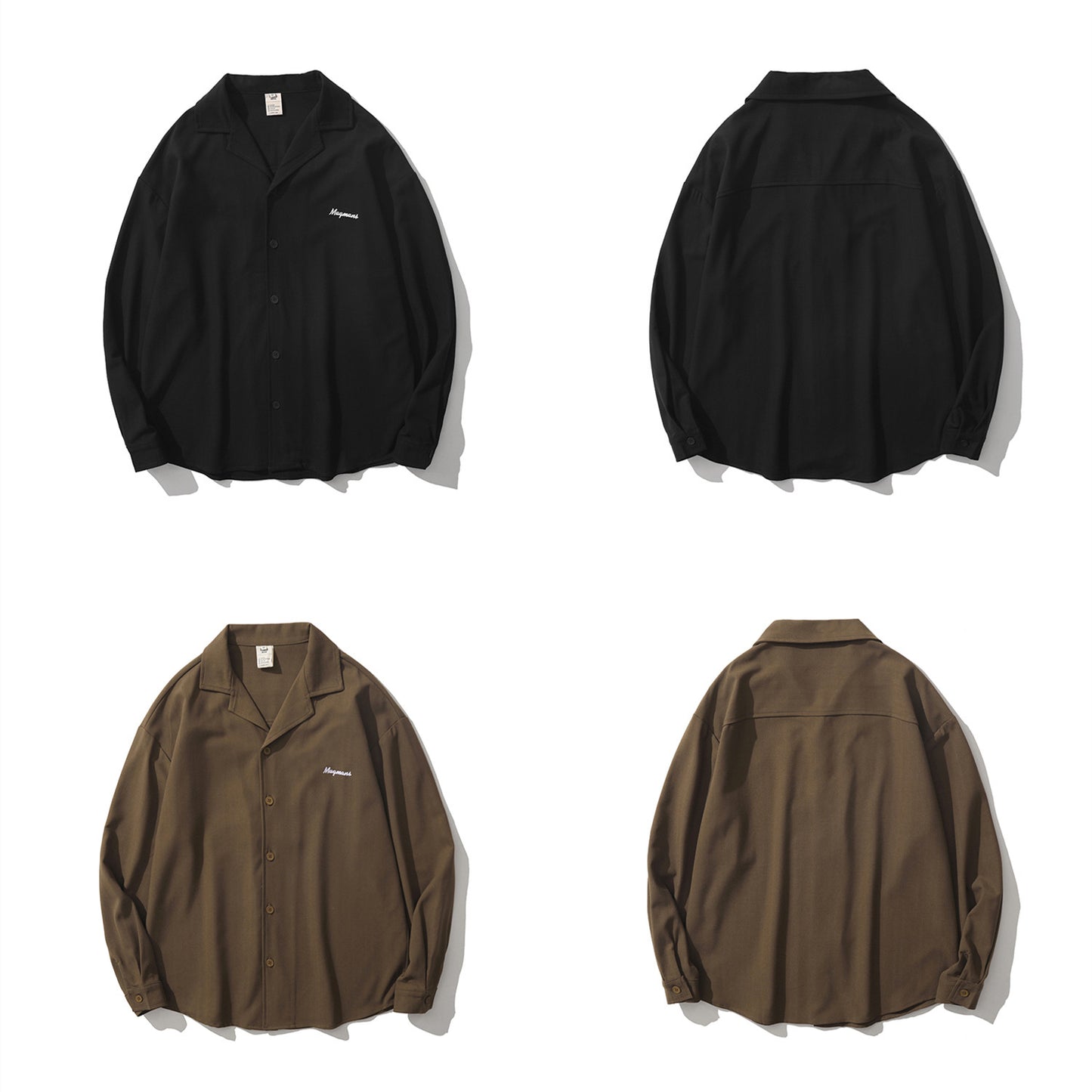 Vintage Original Night Style Letter Embroidery Long Sleeve Lapel Shirt
