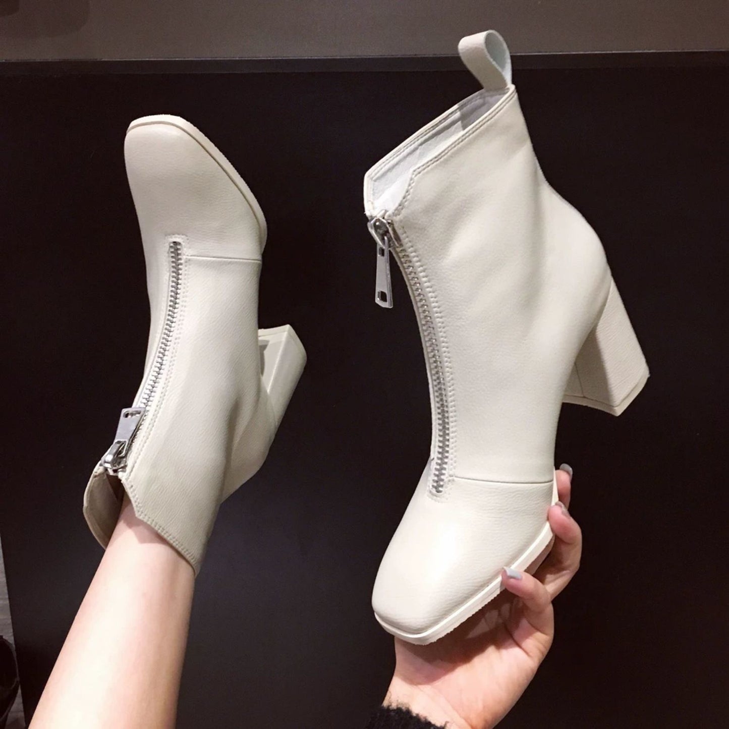 Women's Short Boots New Retro Thick With Square Toe All-match