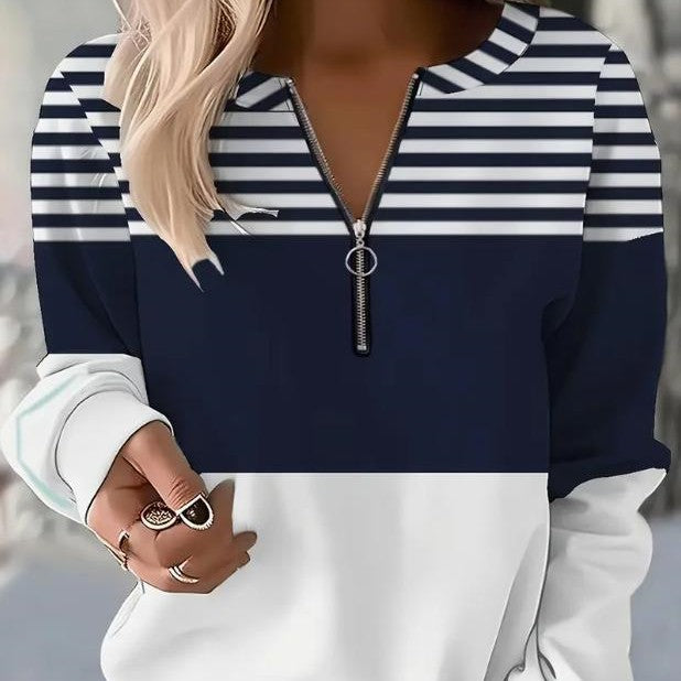 Trendy Afslappet Flag-Sweatshirt Med Halv Lynlås