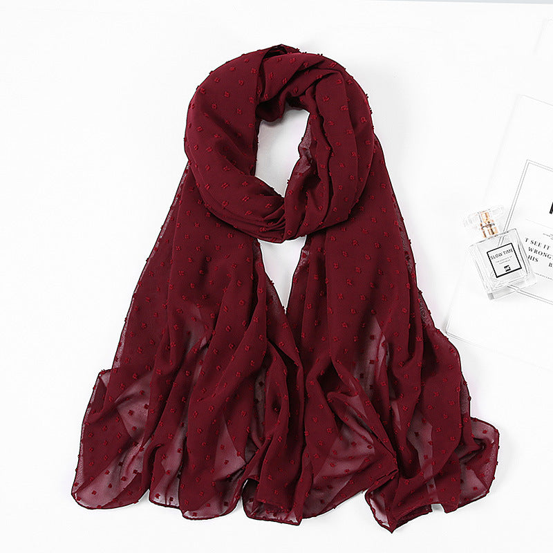 Women's Pearl Pure Color Chiffon Headscarf
