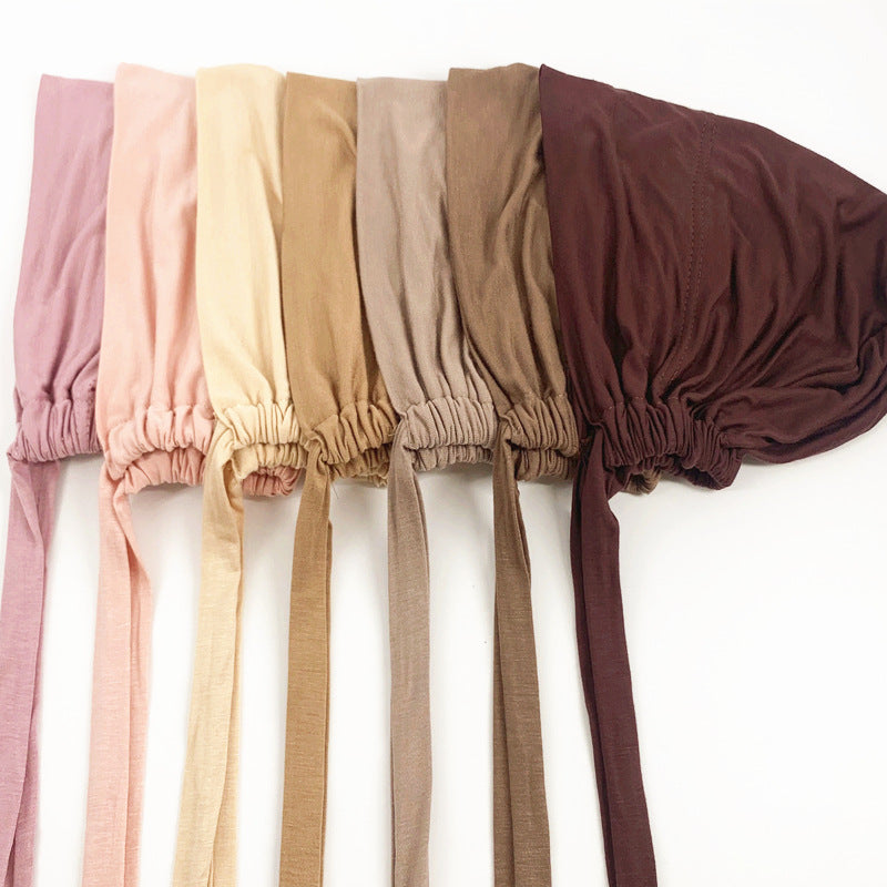 Women's Fashion Solid Color Lace-up Bottoming Hood