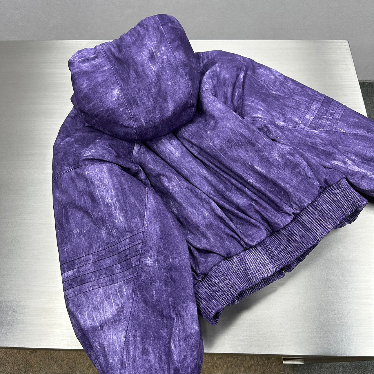Ink-wash Shibori Hooded Jacket With Astronaut Design And Quilted Lining