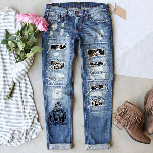 Vaskede mid-waist straight jeans til kvinder