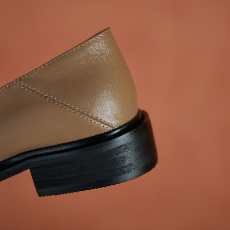 Stitching Loafers Women's Soft Leather Retro Small Leather Shoes