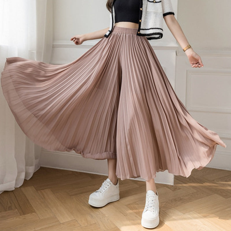 Loose-fitting Pleated Chiffon Wide-leg Women's High Waist Straight Skirt Pants