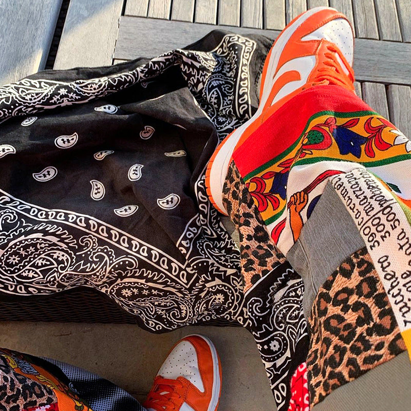Printed Drawstring Pocket Casual Trousers