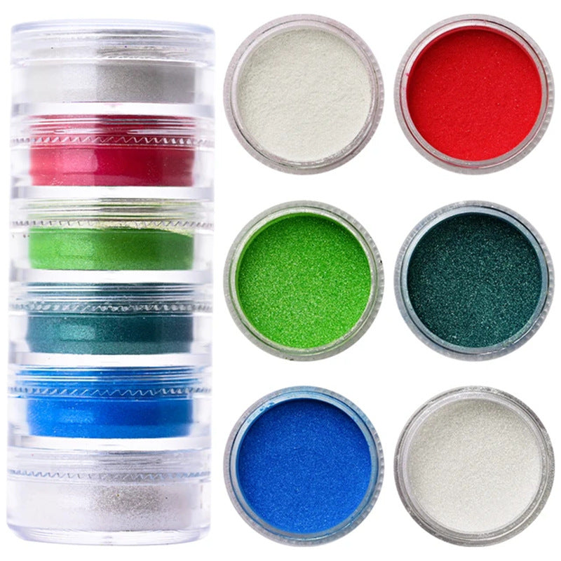6-color Siamese Pearl Powder Glitter Fluorescent Powder Crystal Glue Silicone Mold