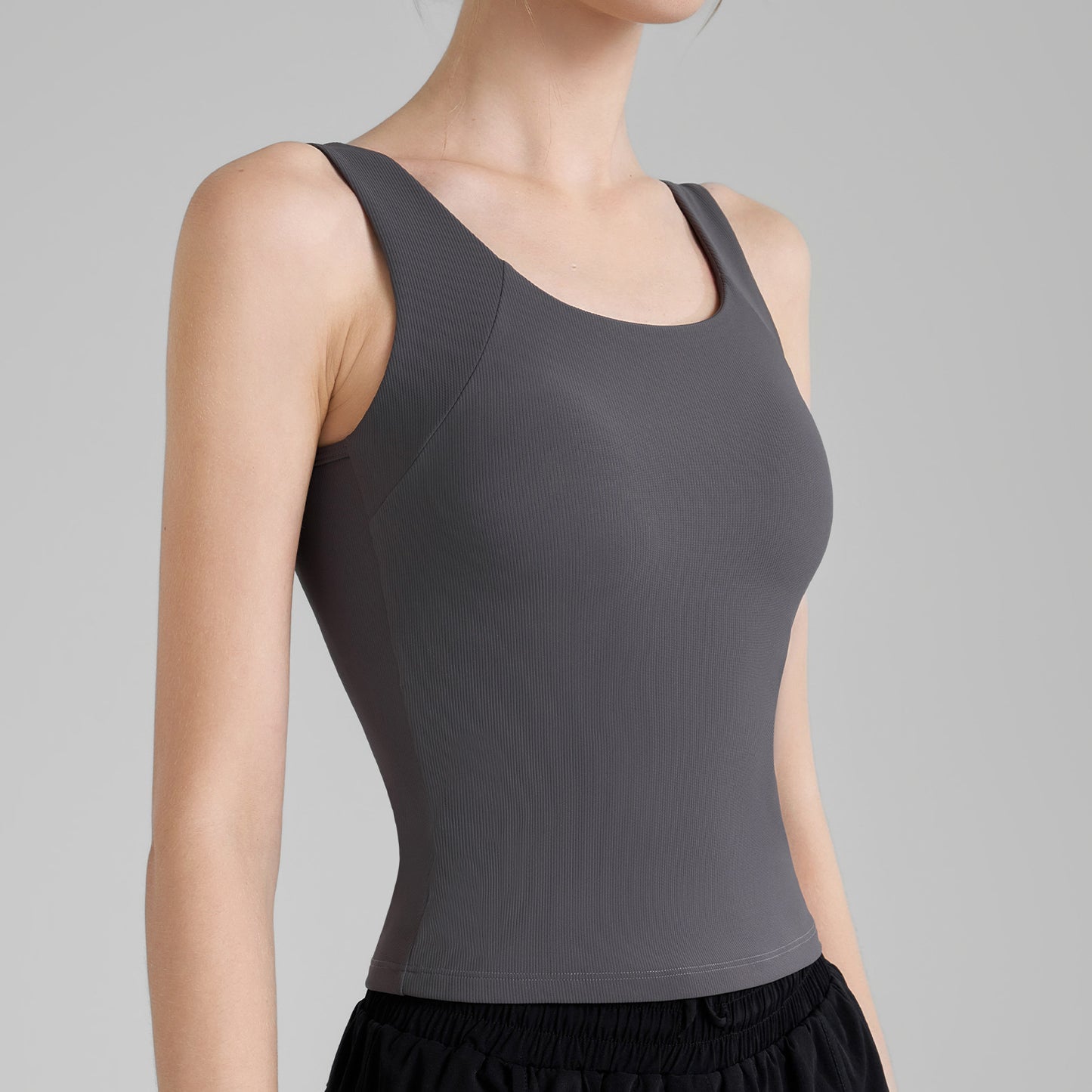 Fixed Cup U-neck High-intensity Thread Sports Vest