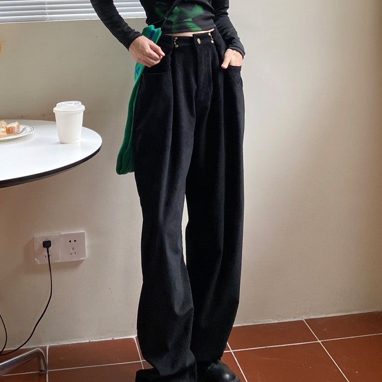 Women's Fashion High Waist Straight Drooping Loose-fitting Slimming Pants