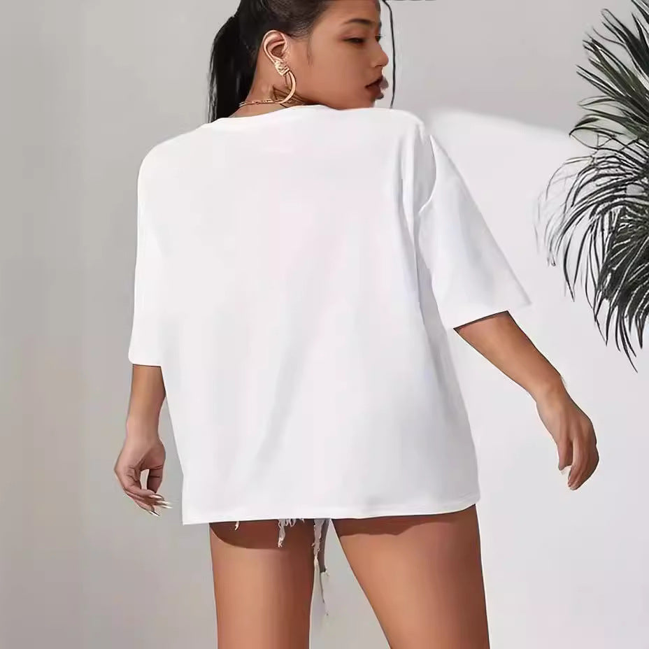 Women's Fashion Casual Home Commuter All-matching Round Neck Short Sleeve T-shirt