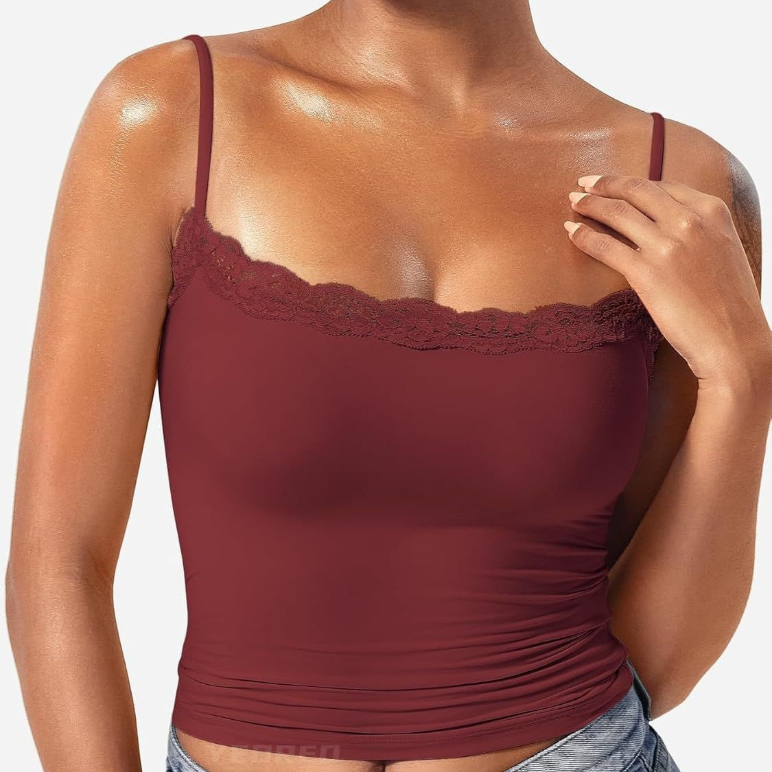 Kvinders Blonde Camisole Firkantet Krave Sexet Ærmeløs Top