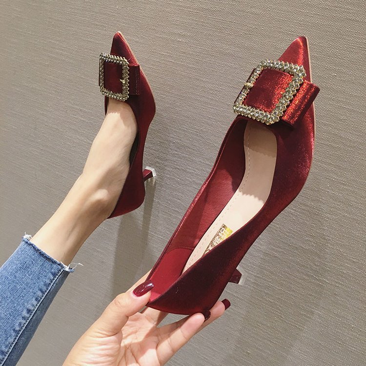 Satin Girly Stiletto Pointed High Heels
