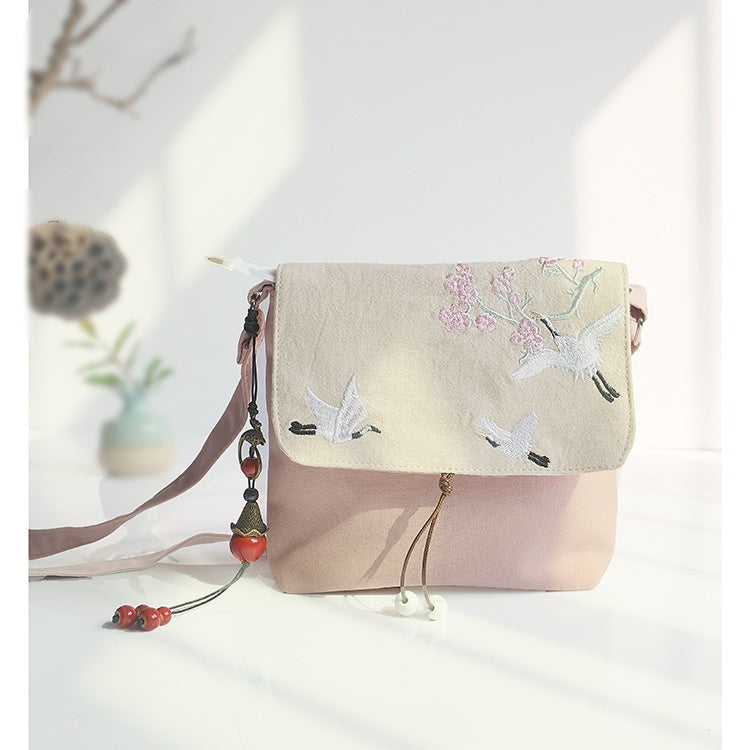 Cotton And Linen Antique Embroidery Crossbody Bag