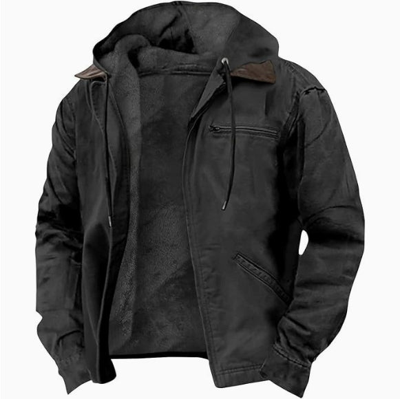 Casual Men's Fleece-lined Zip Pocket Jacket