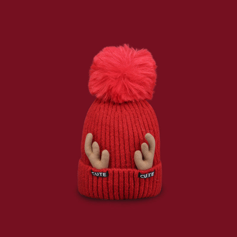 Women's Christmas Antler Knitting Wool Hat