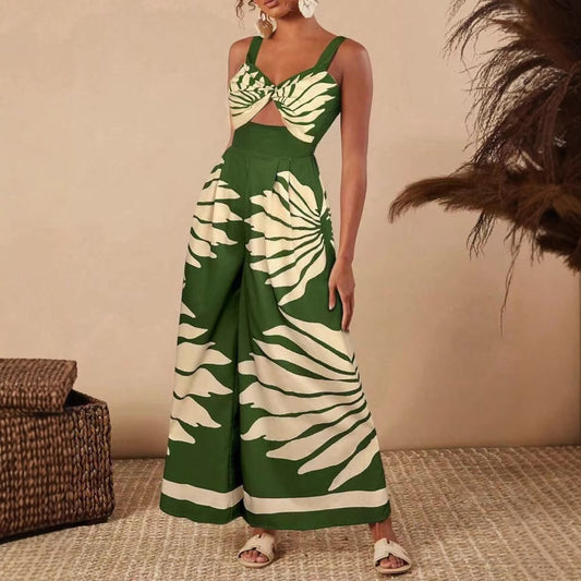 Printed Casual Fashion Jumpsuit With Straps For Women