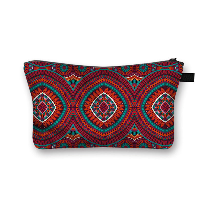 Ny Geometrisk Print Polyester Kosmetiktaske Stor Kapacitet Clutch Taske Dame Mode Rejse Opbevaringstaske