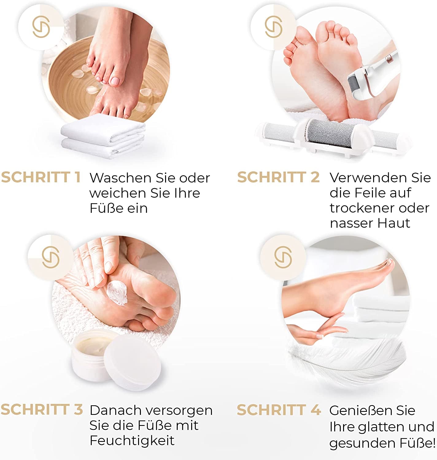 Essy Hornhautentferner Elektrisch Testsieger Mit 5 Ersatzrollen Hornhaut Entfernen Elektrischer Hornhautentferner Fußpflegegerät Pediküre Set Elektronisch Fußpflege Hornhautfeile (White)