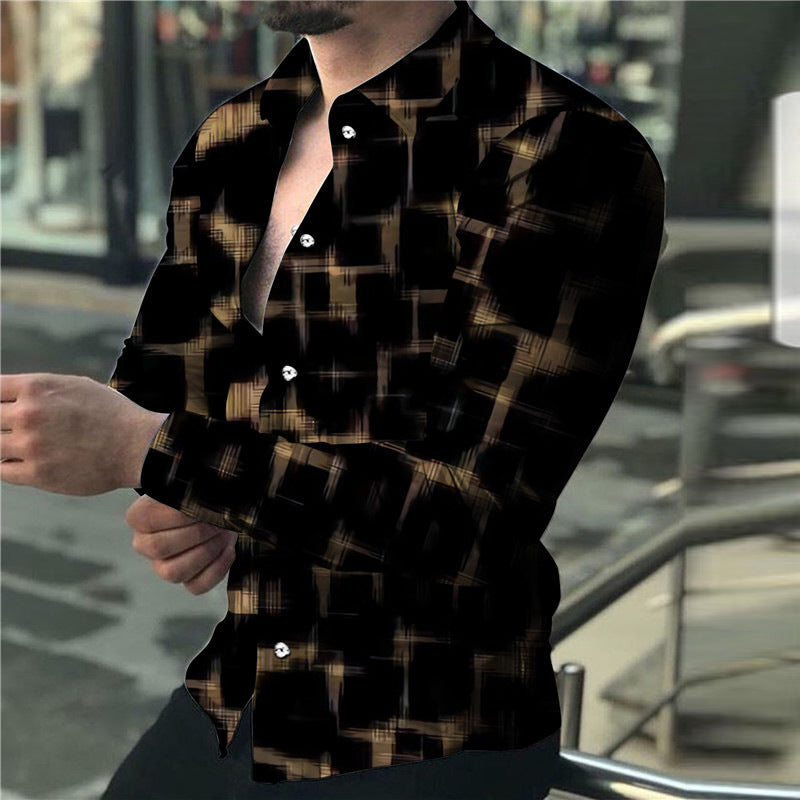 Digital Printing Lapel Long Sleeve Shirt  3D
