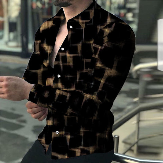 Digital Printing Lapel Long Sleeve Shirt  3D