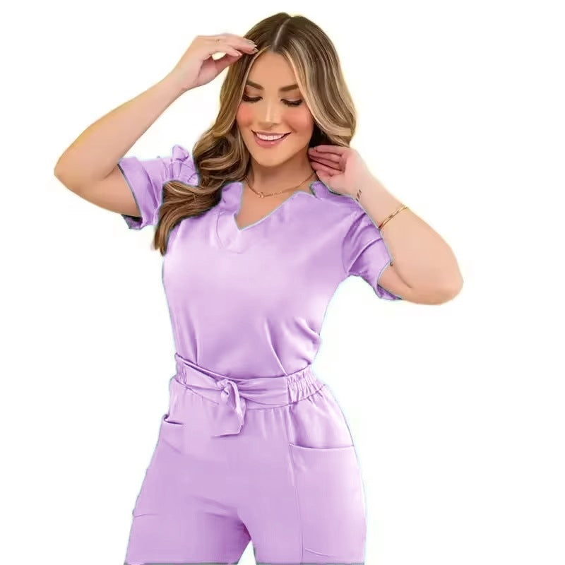 Women's Short Sleeve Hand Washing Suit Beauty Work Clothes