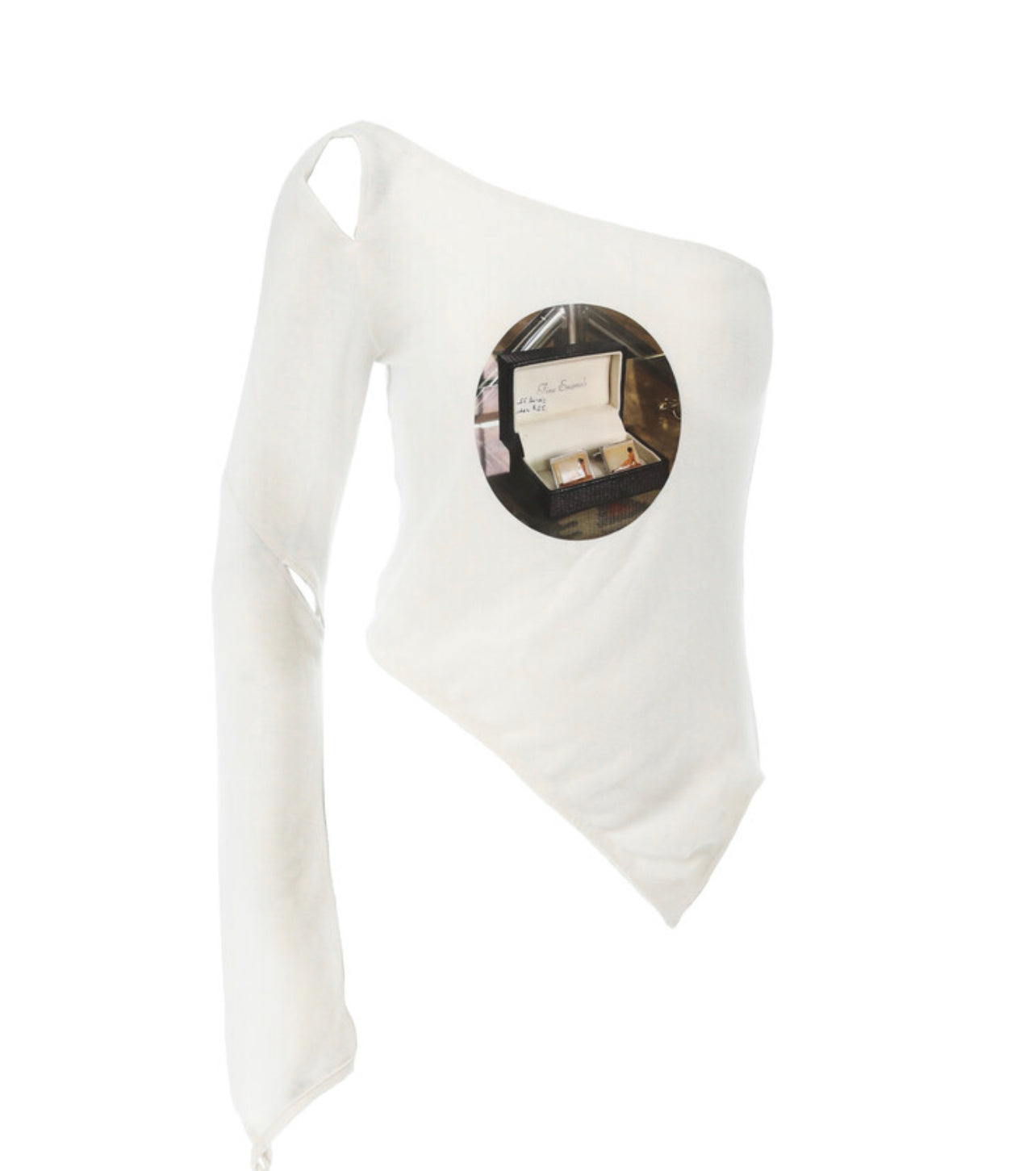 Asymmetric Sleeves Slim Cutout T-Shirt Top