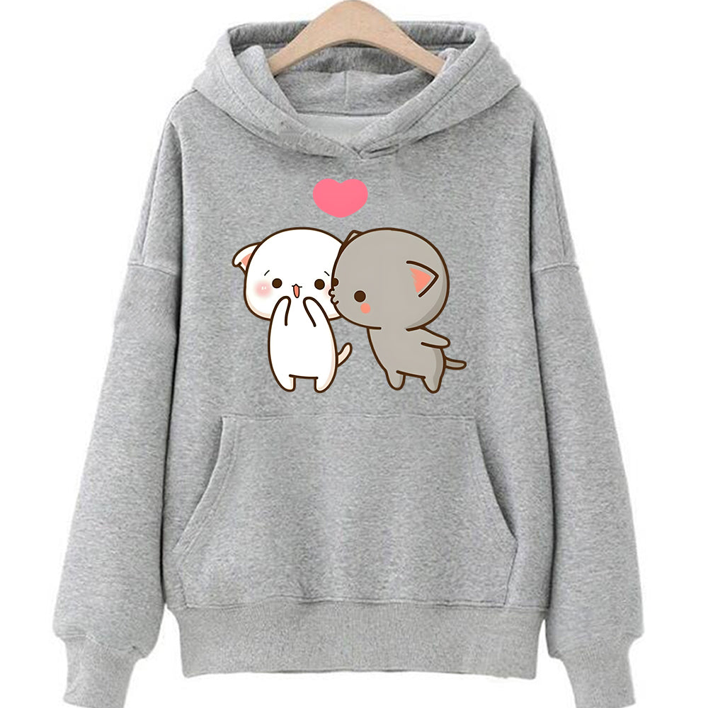 New Printed Pocket Drawstring Hoodie