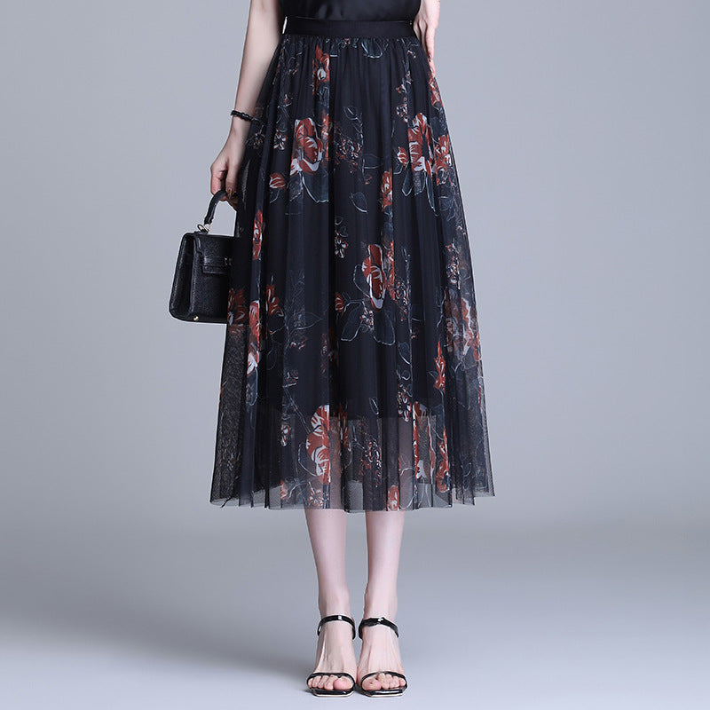 Mode Slankende Tre-lags Mesh Skirt