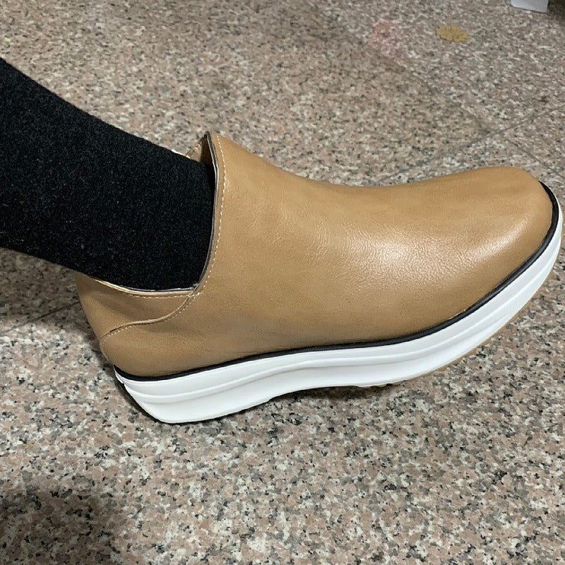 Women's Ankle Boots Platform Round Toe Non-slip Thick Soled Side Zipper Warm Shoes For Autumn And Winter