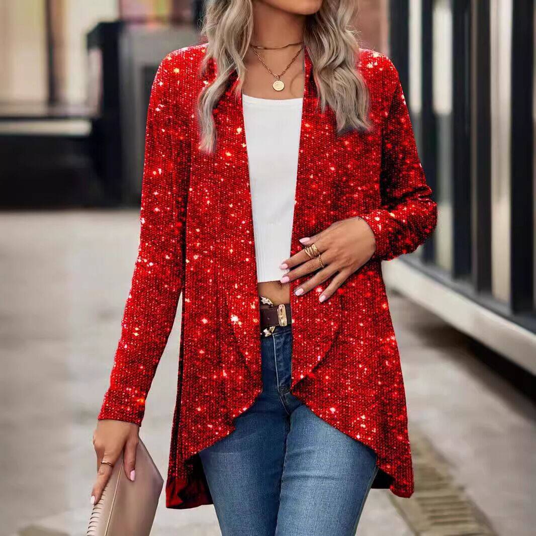 Bronzing Coat Scene Skinnende Lille Frakke Mode