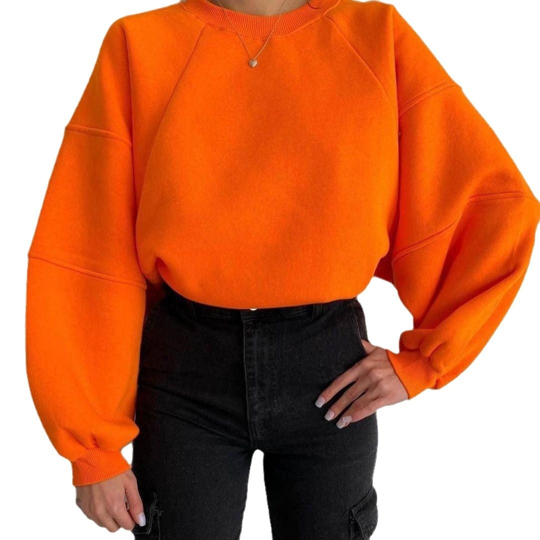Ny rundhalset strikket langærmet ren sweater til kvinder