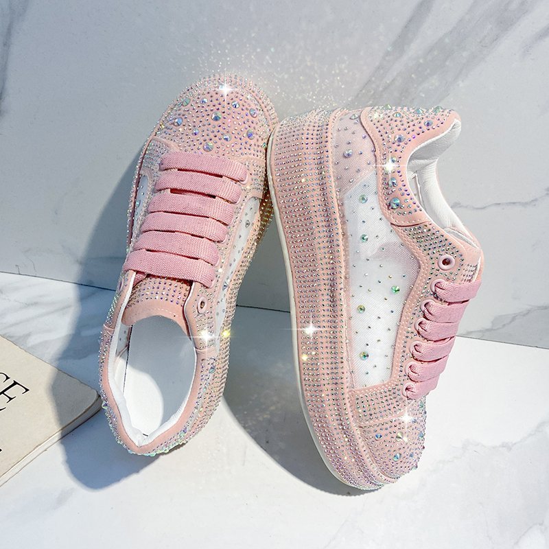 New Style Rhinestone Lace-up Breathable Casual Sneakers
