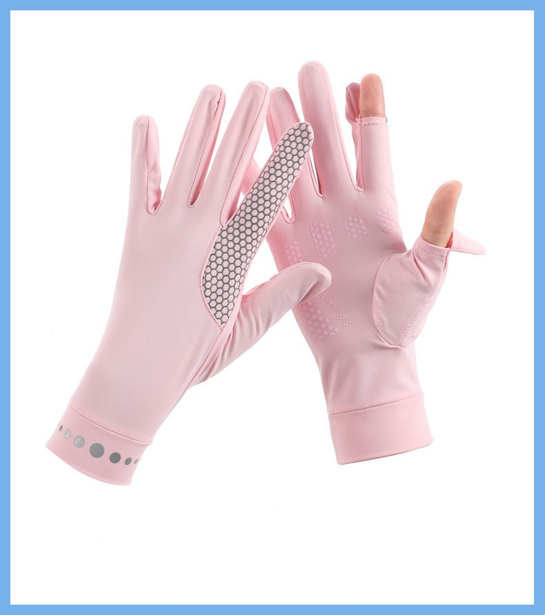 Summer Men And Women's Thin Elastic Breathable Ice Silk Sunscreen Gloves
